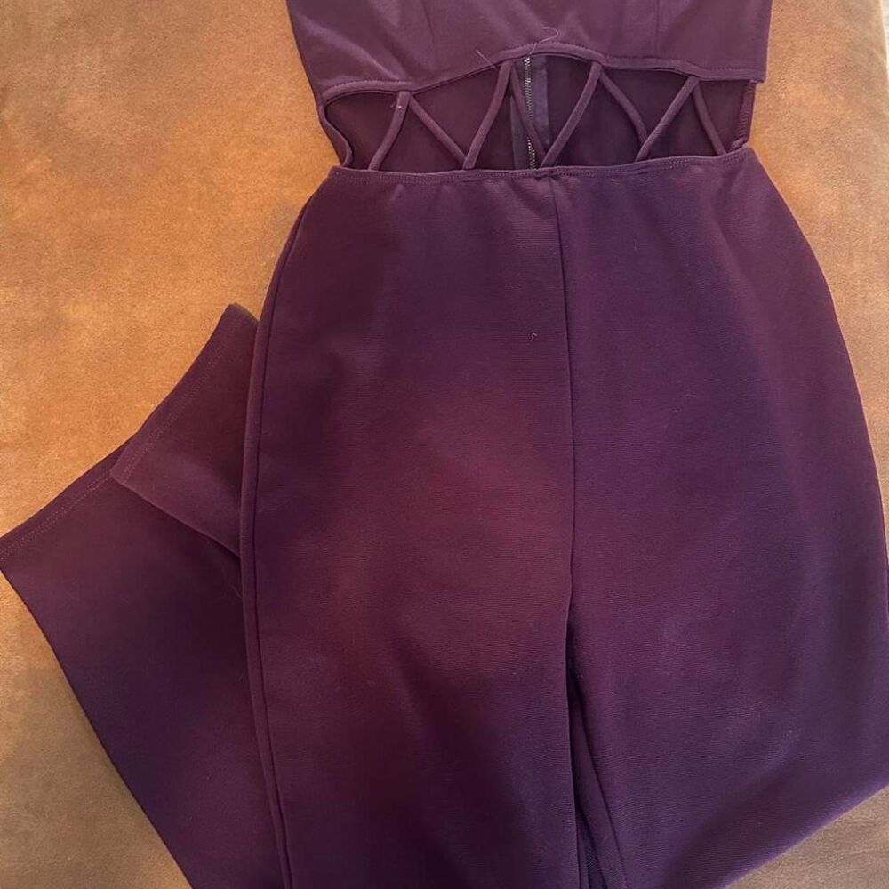 Charlotte-russe Women's Burgundy and Purple Jumpsuit